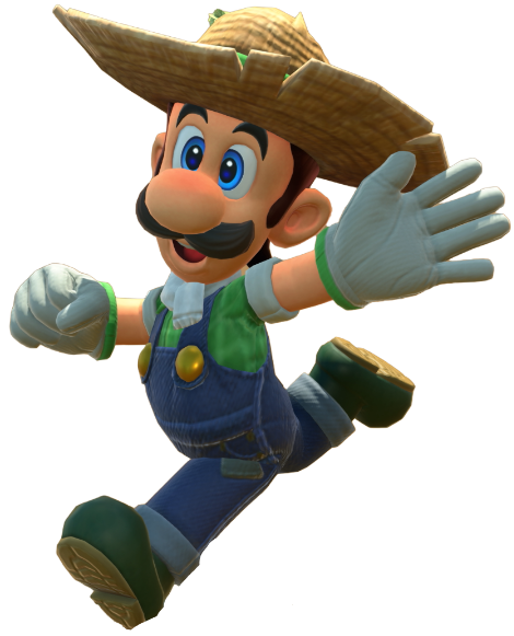Transparent Luigi Farmer Costume Render 11