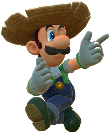 Transparent Luigi Farmer Costume Render 12