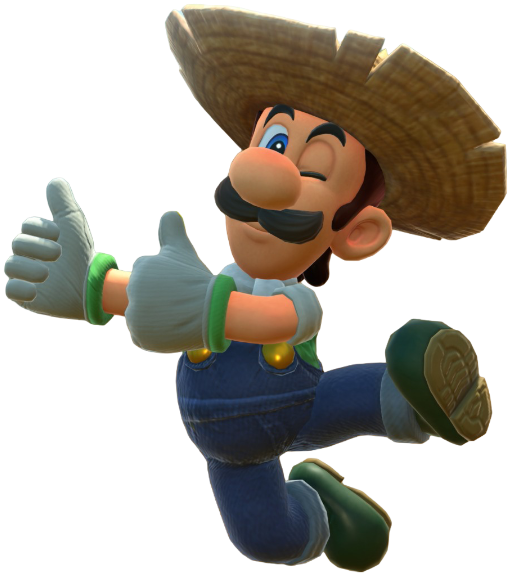 Transparent Luigi Farmer Costume Render 13