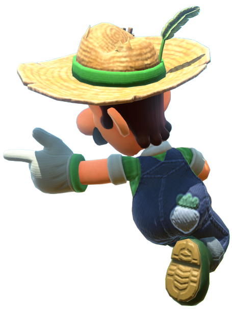 Transparent Luigi Farmer Costume Render 15