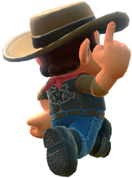 Transparent Mario Cowboy Costume Render 11