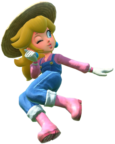 Transparent Peach Farmer Costume Render 13