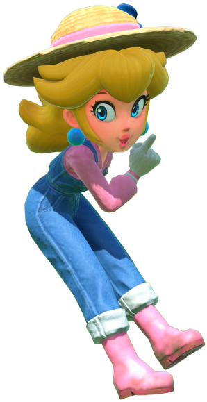 Transparent Peach Farmer Costume Render 15