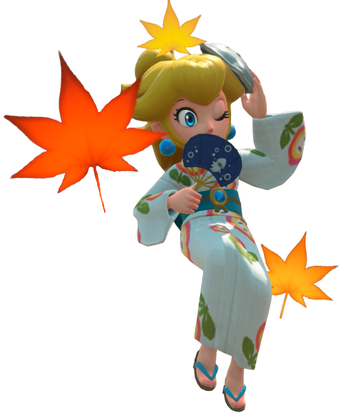 Transparent Peach Yukata Costume Render 11
