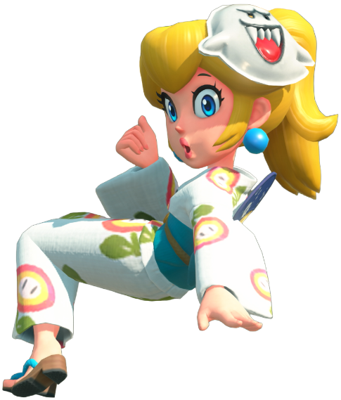 Transparent Peach Yukata Costume Render 12