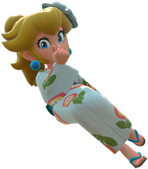 Transparent Peach Yukata Costume Render 13