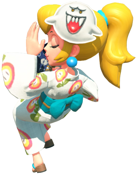 Transparent Peach Yukata Costume Render 14