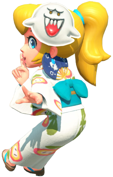 Transparent Peach Yukata Costume Render 15