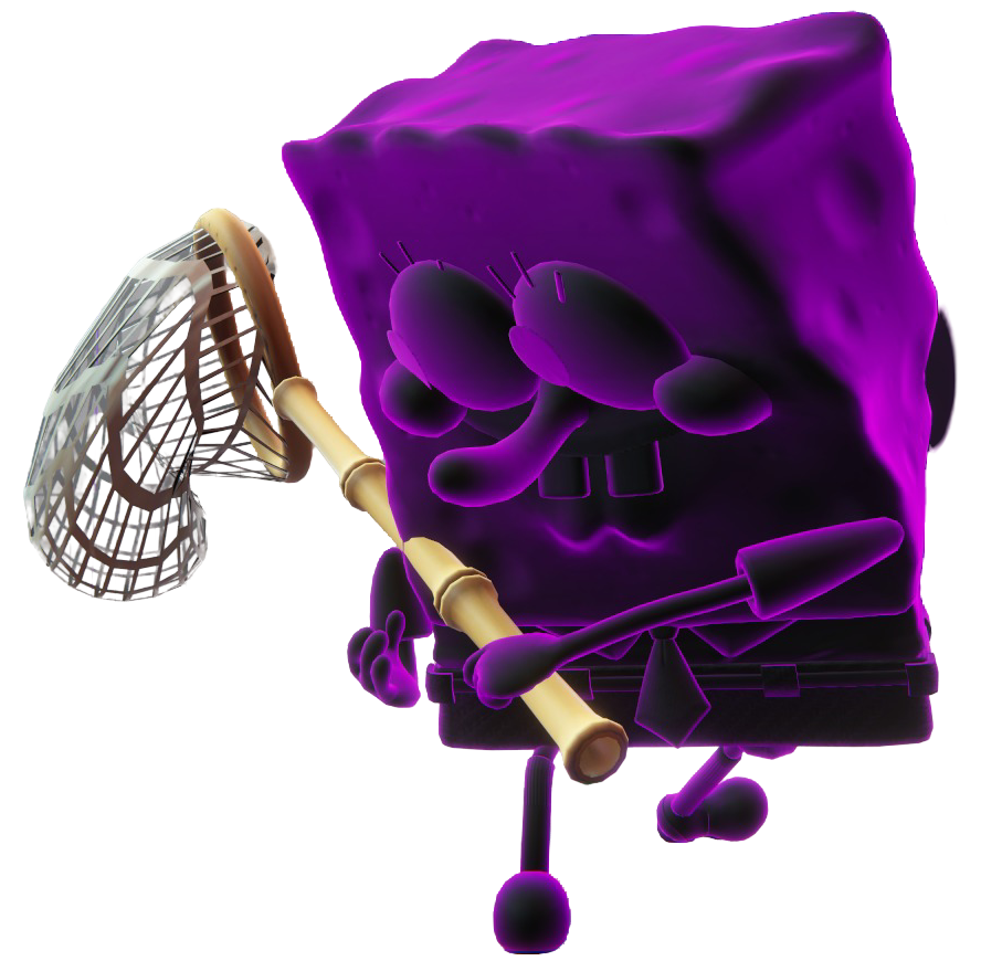 SpongeBob's Ghost Clone swinging a Jellyfishing net.
